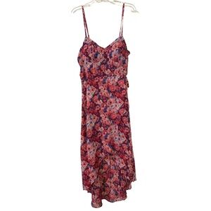 Lily Rose Asymmetrical Red and Pink Midi Sundress